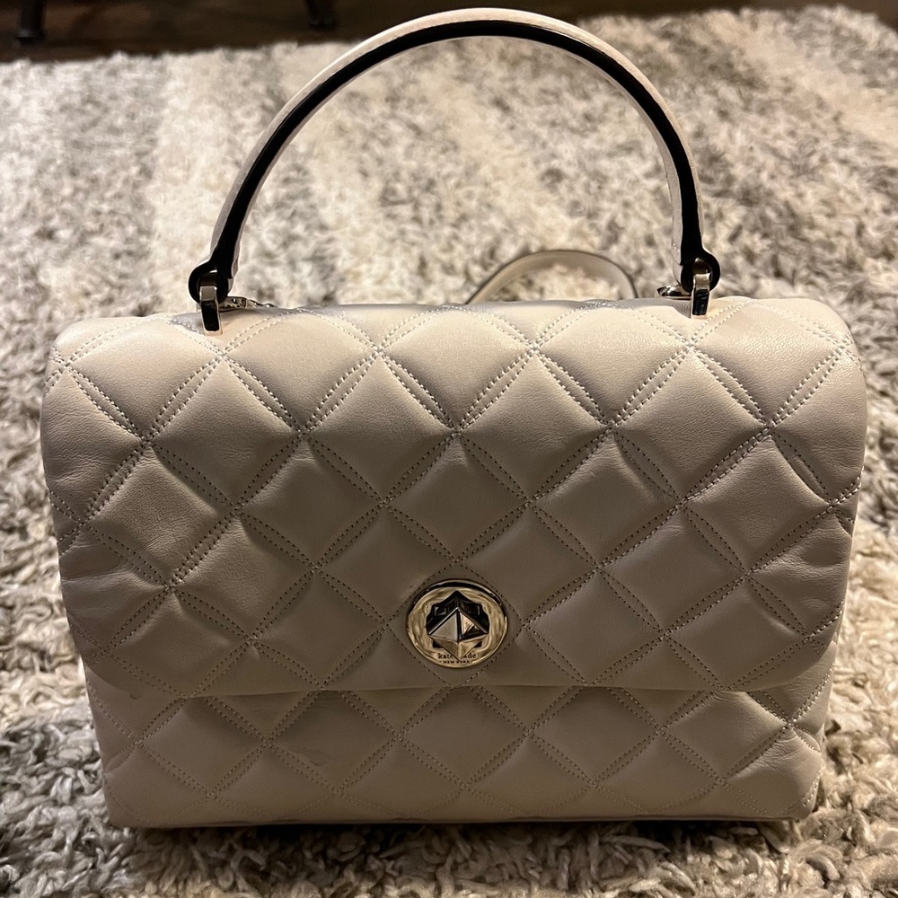 Ivory Kate Spade quilted pattern handbag